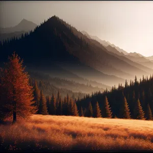 Winter Wonderland: Majestic Mountain Landscape with Snowy Trees