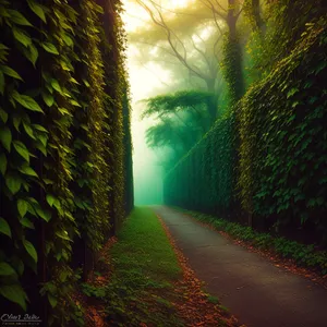 Golden Autumn Path Through Woodland