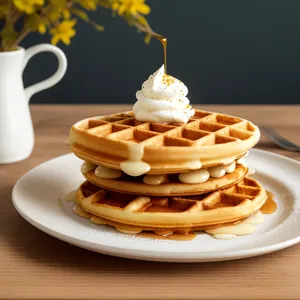 Delicious sugary breakfast spread on table.