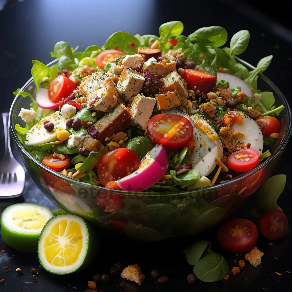Picture of Fresh Gourmet Salad with Tomatoes and Cheese
