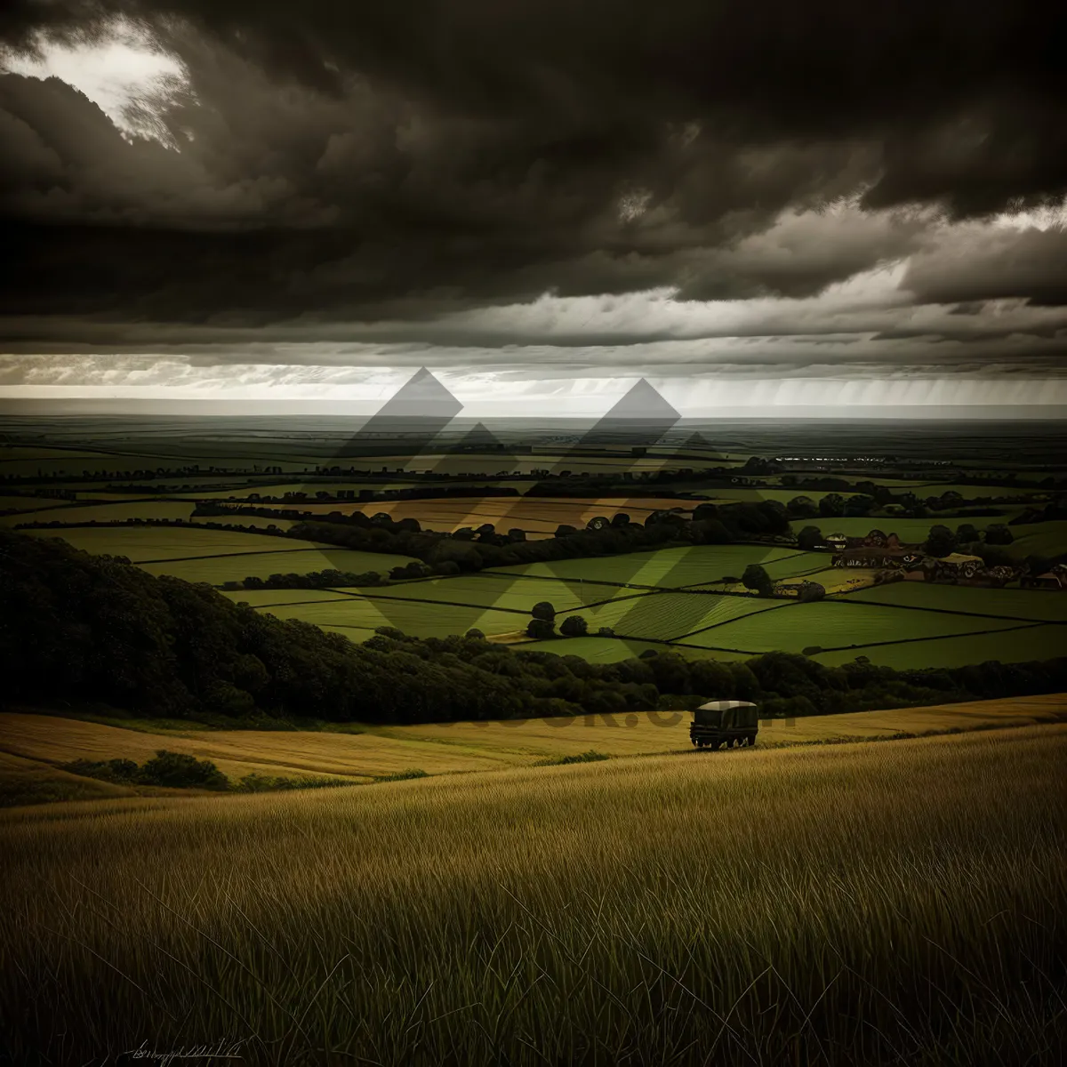 Picture of Sunny Steppe Landscape with Rolling Hills