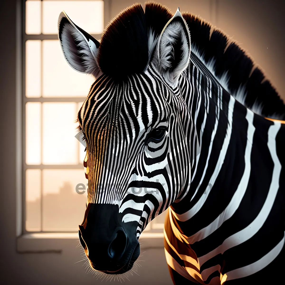 Picture of Wild Striped Zebras in National Park