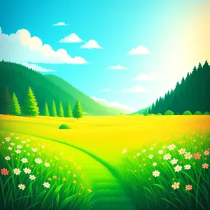 Vibrant Summer Meadow Under Clear Blue Sky