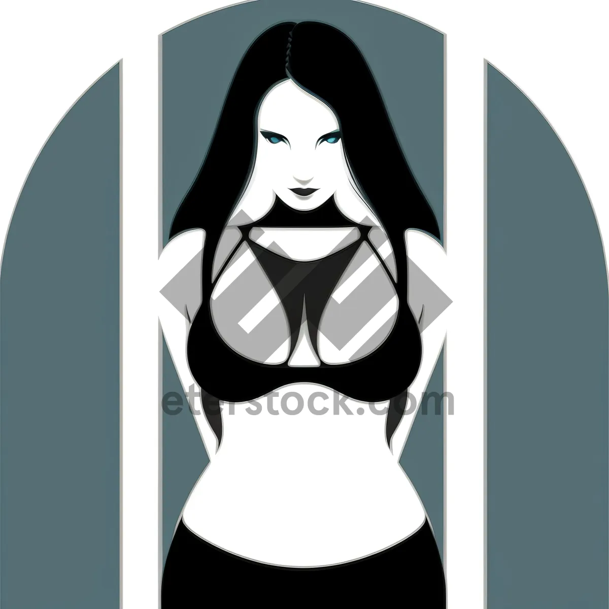 Picture of Slinky Noir: Seductive, Fashionable Cartoon Model with Stunning Black Hair