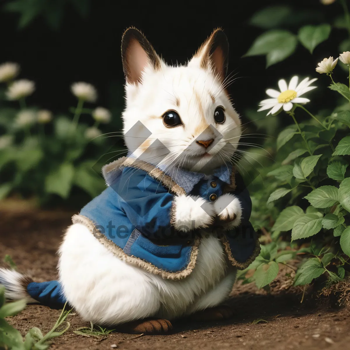 Picture of Curious Kitty with Fluffy Whiskers and Leash