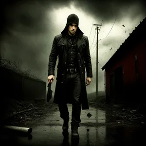 Stylish man with black staff - fashion-forward and mysterious