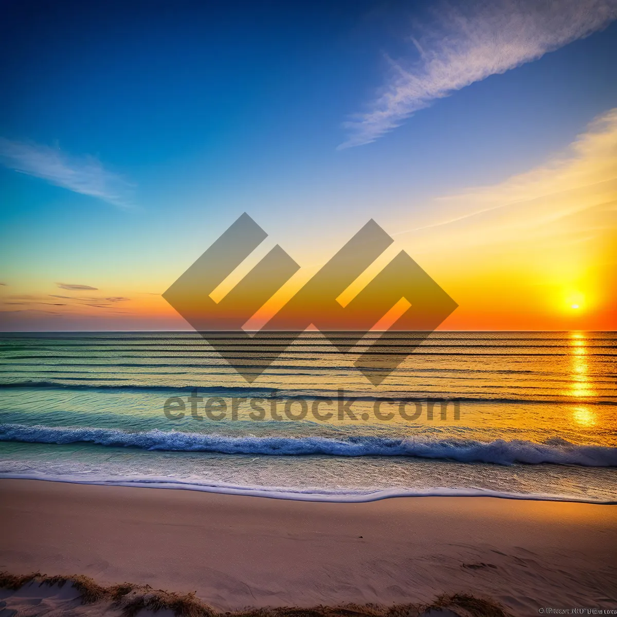 Picture of Golden sunsets over tranquil oceans.