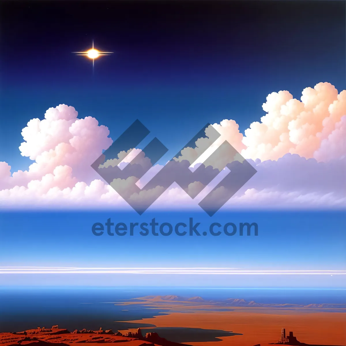 Picture of Vibrant Sunset Casting Golden Hues on Cloudscape