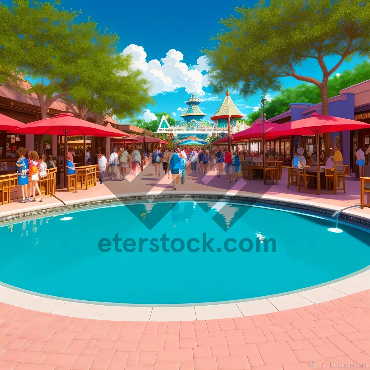 Picture of Tropical Resort Pool: Serene Oasis for Summertime Relaxation