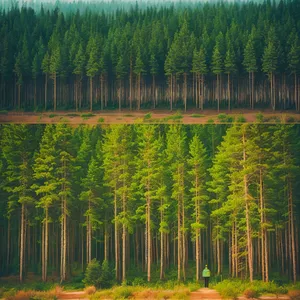 Vibrant Summer Landscape with Rice Fields and Majestic Trees