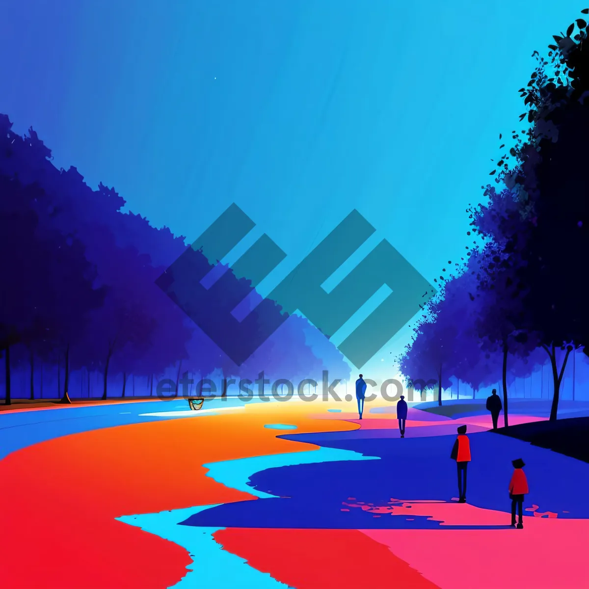 Picture of Serenity at Sunset: Lake Horizon, Summer Sky