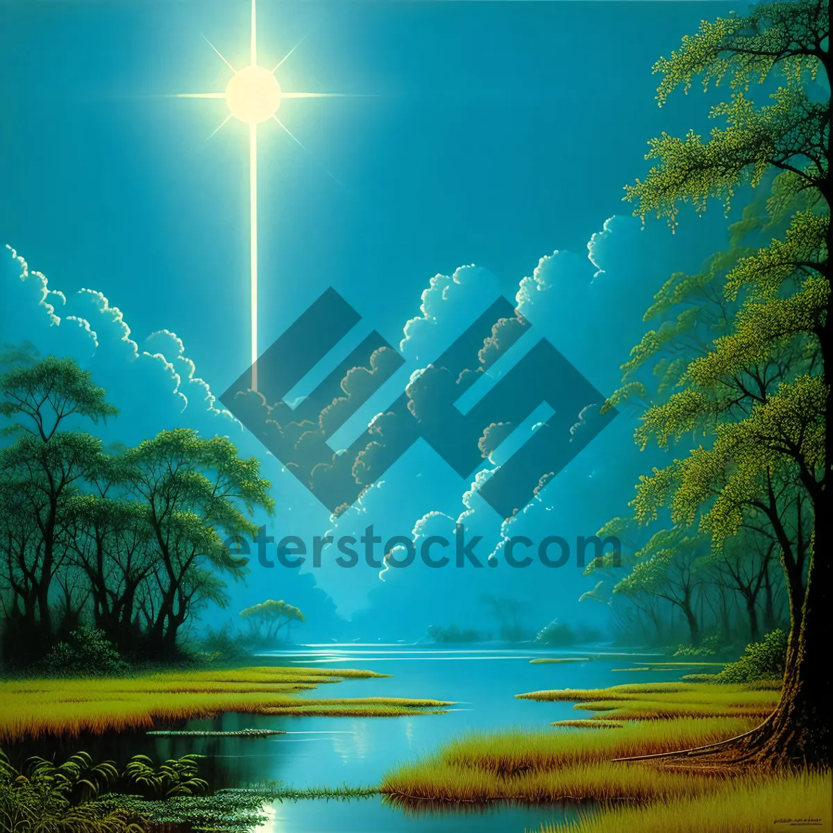 Picture of Vibrant Summer Landscape with Sunny Sky