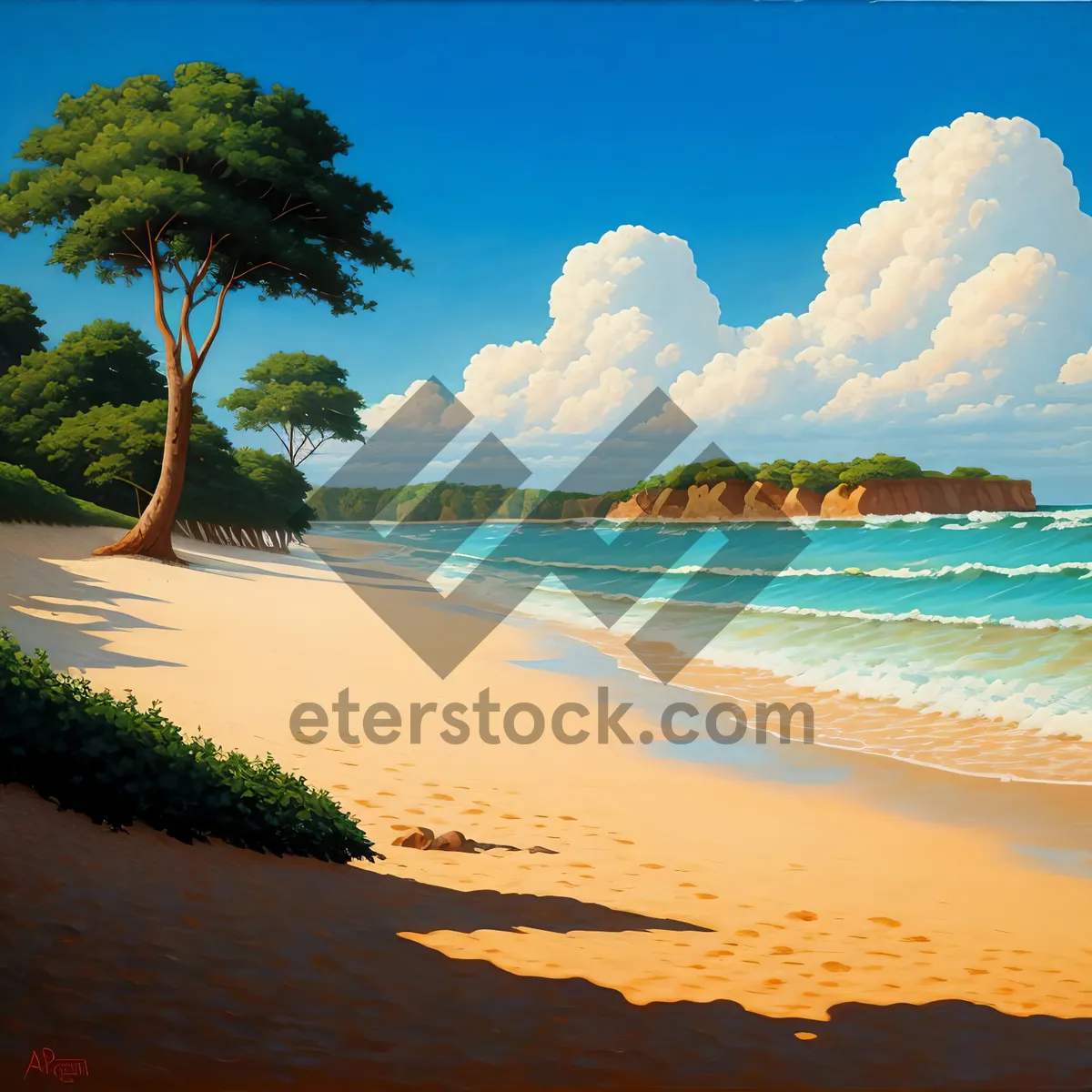 Picture of Tropical Paradise: Sandy Beach and Azure Waves