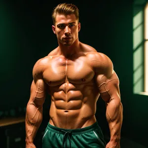 Ripped Male Bodybuilder Flexing Muscles