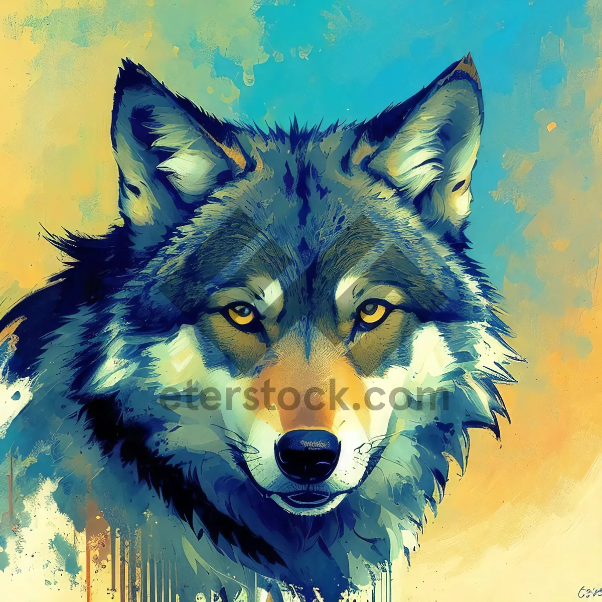Picture of Wild Canine Portrait: Intense Gaze of a Timber Wolf