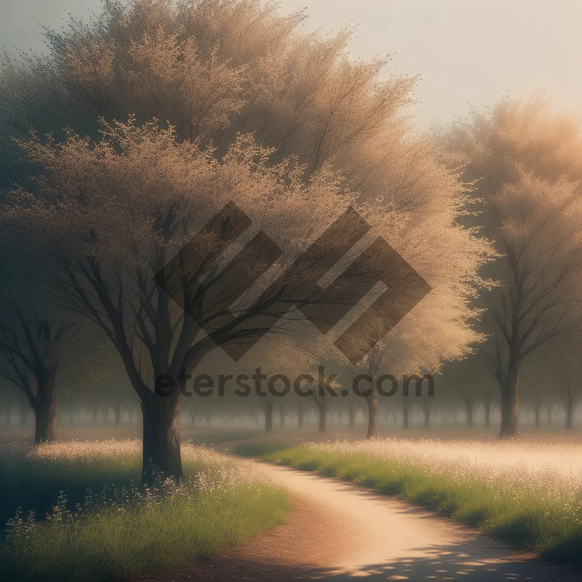 Picture of Serene Autumn Landscape with Park Bench