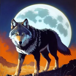 Majestic Timber Wolf in Winter Moonlight
