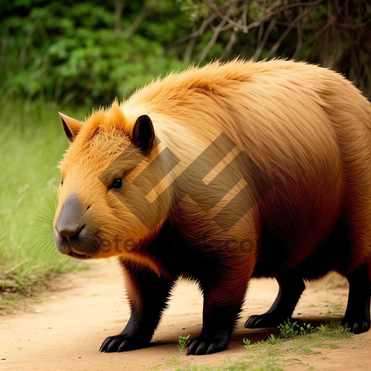 Picture of Warthog calf exploring grassy safari.