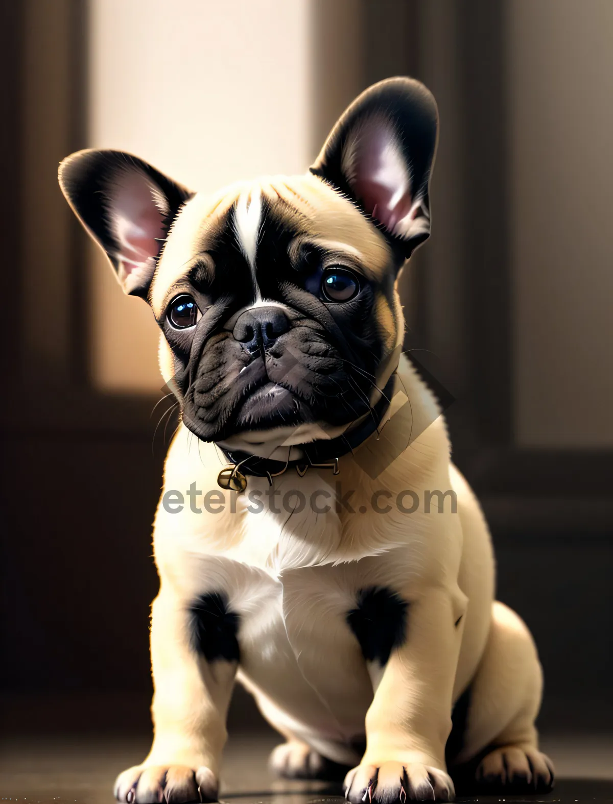 Picture of Cute Wrinkled Bulldog Puppy Studio Portrait