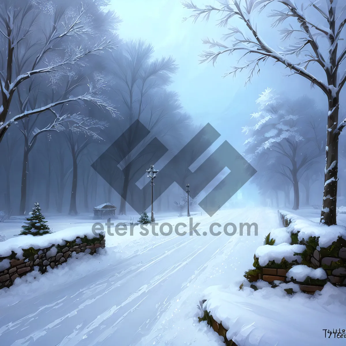 Picture of Winter Wonderland: Serene Frozen Forest Landscape