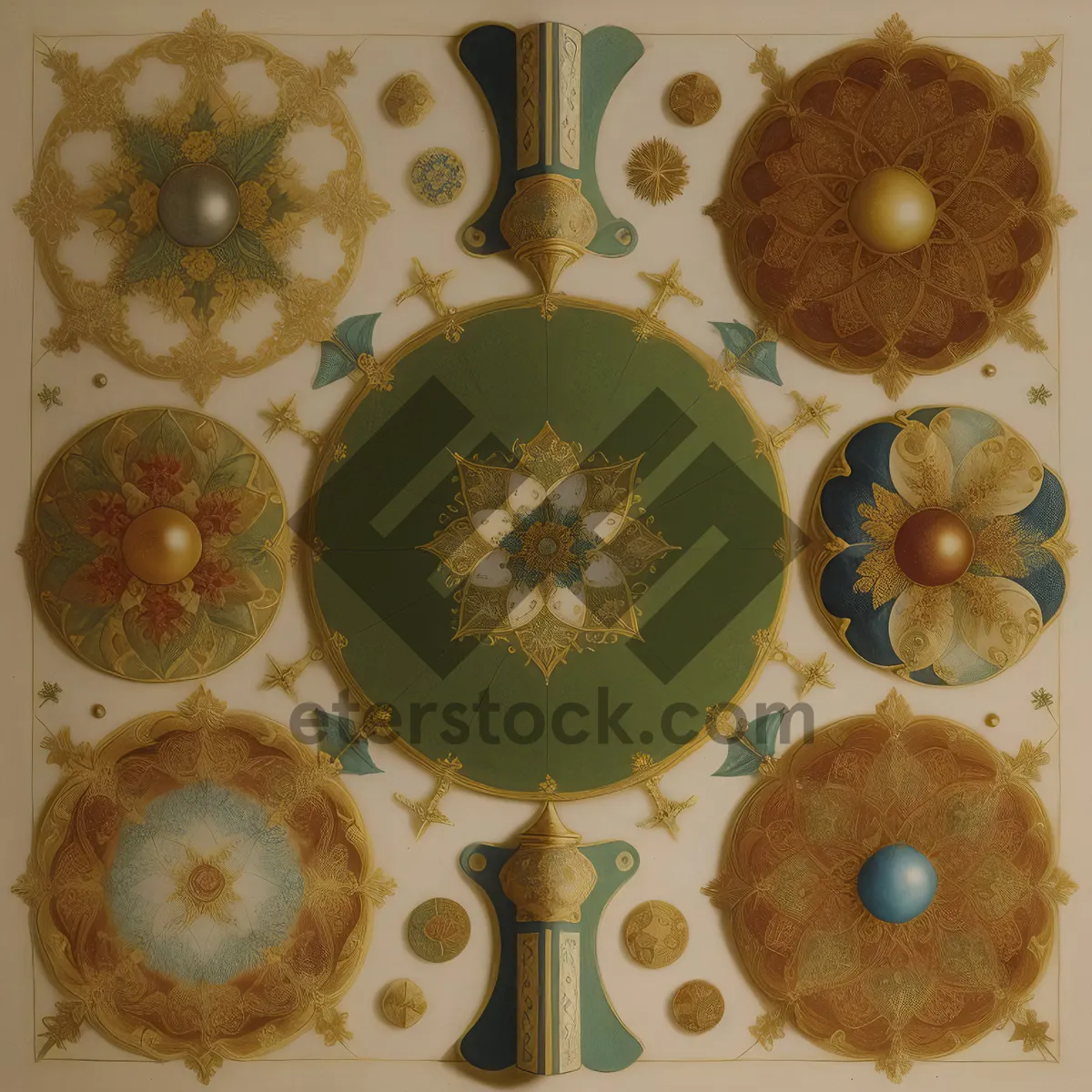 Picture of Retro Floral Chandelier Design with Colorful Pattern