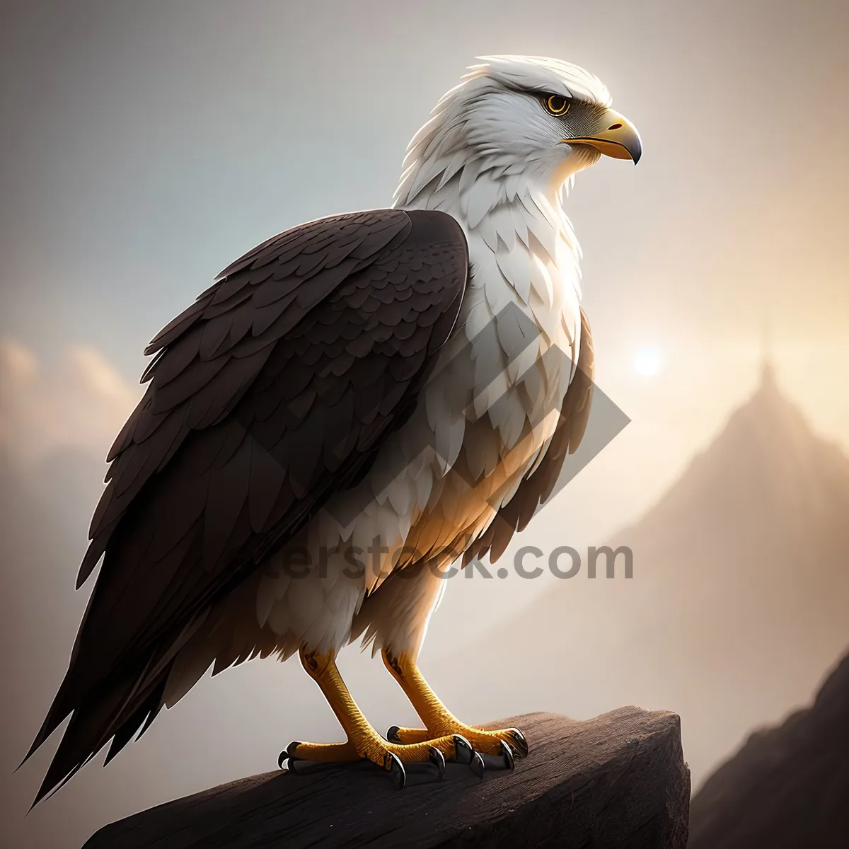 Picture of Bald Eagle Soaring with Powerful Wings