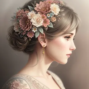 Sultry Beauty with Flowery Grace - Portrait of a Stylish Model