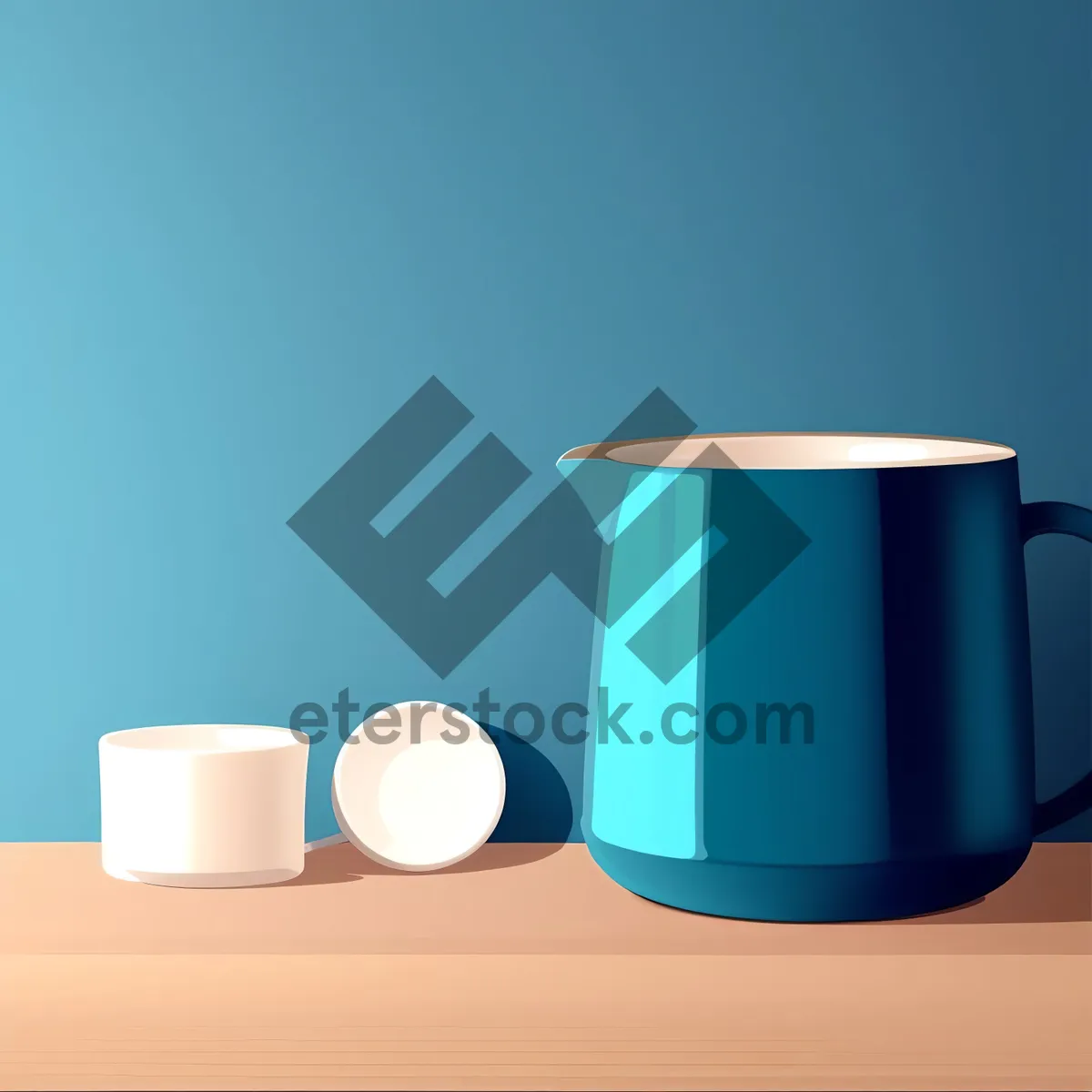 Picture of Hot Coffee Mug on Saucer: Morning Beverage in Ceramic Cup