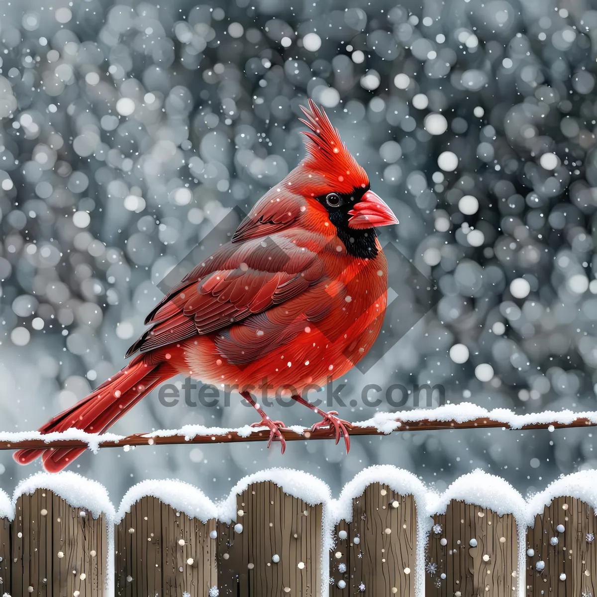 Picture of Winter Hen in Snowy Tree Forest.