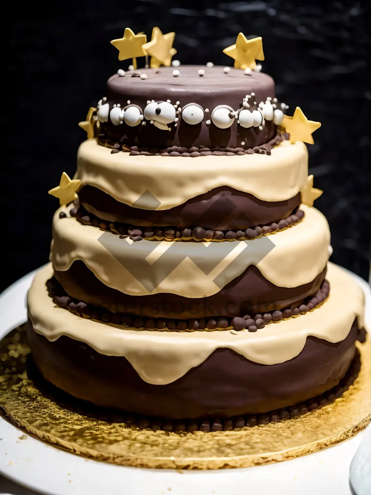 Picture of Decadent Chocolate Cake with Creamy Fruit Decoration.