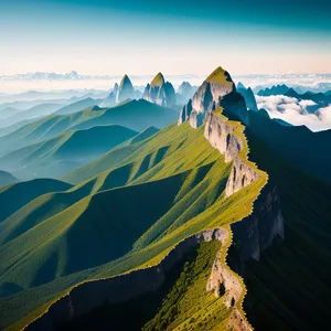 Snowy Mountain Landscape Under Blue Skies