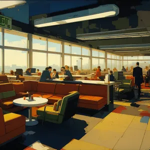 Modern cafe interior with stylish furniture