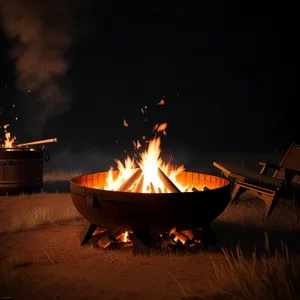 Fiery Blaze Ignites Warmth in Dark Fireplace