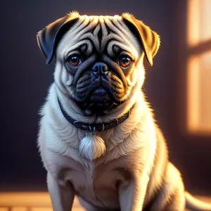 Adorable Pug Bulldog Puppy Sitting - Cute Pet Portrait