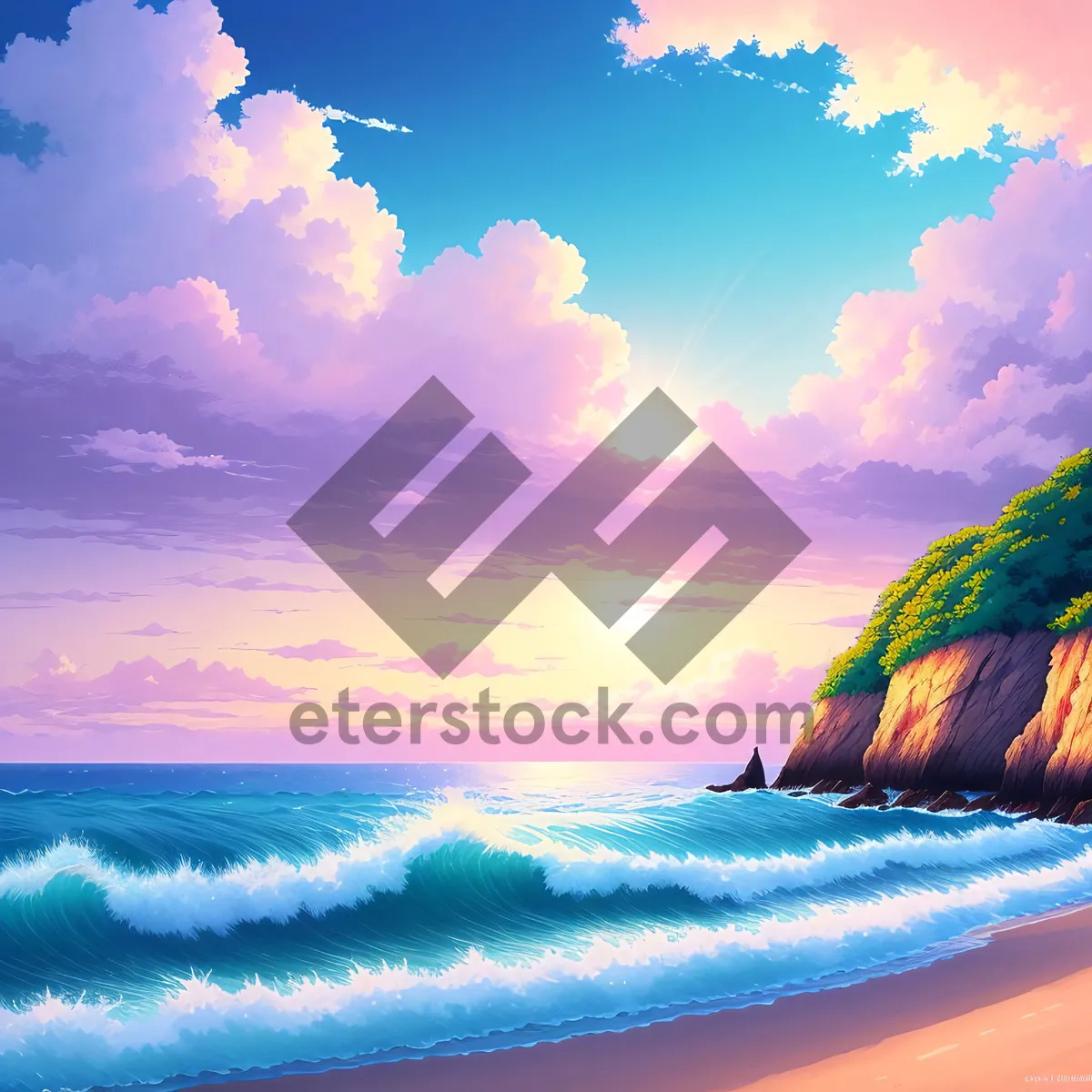 Picture of Tranquil Turquoise Waters: A Serene Beachscape