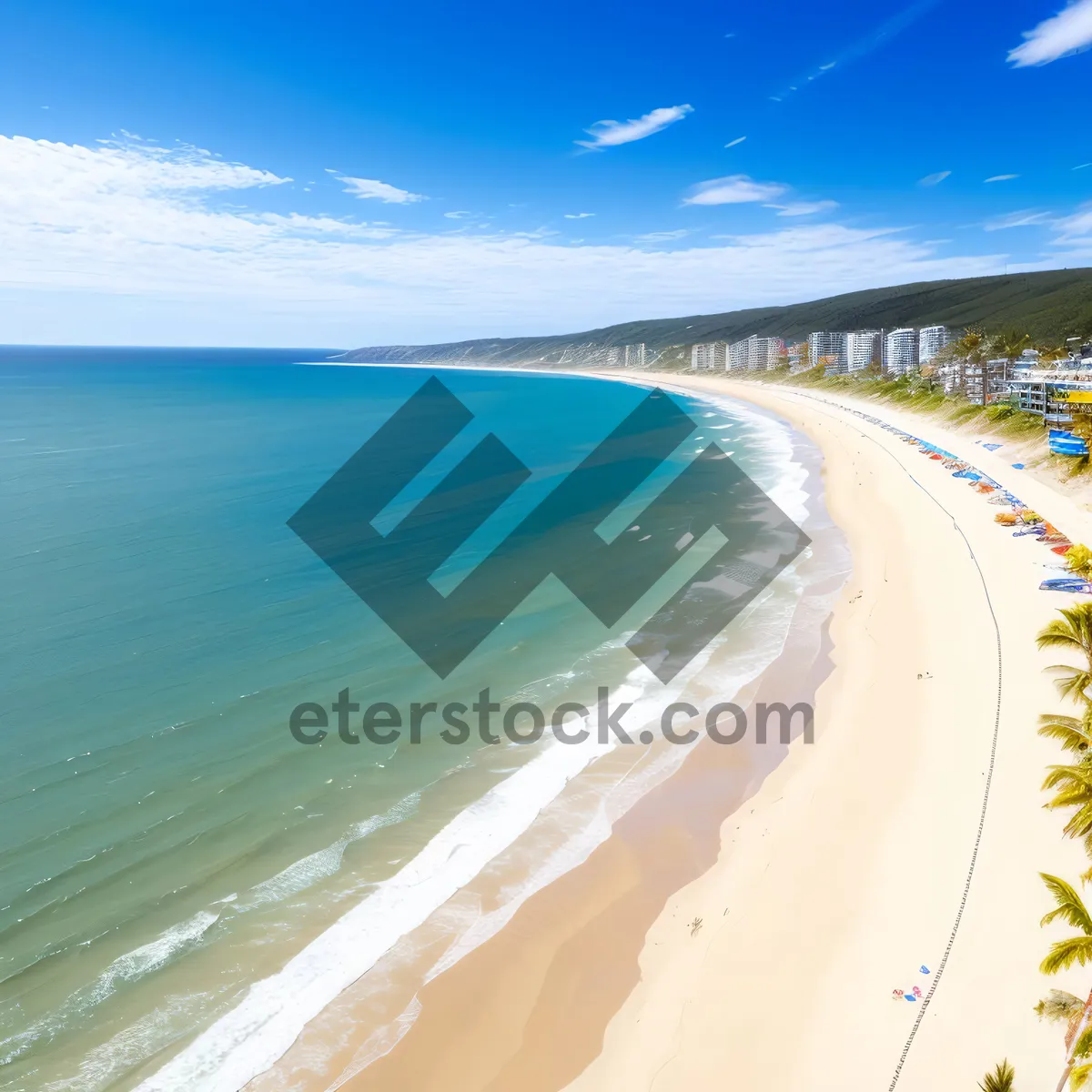 Picture of Serene Sun-Kissed Beachscape: A Tropical Paradise of Sand, Sea, and Sun