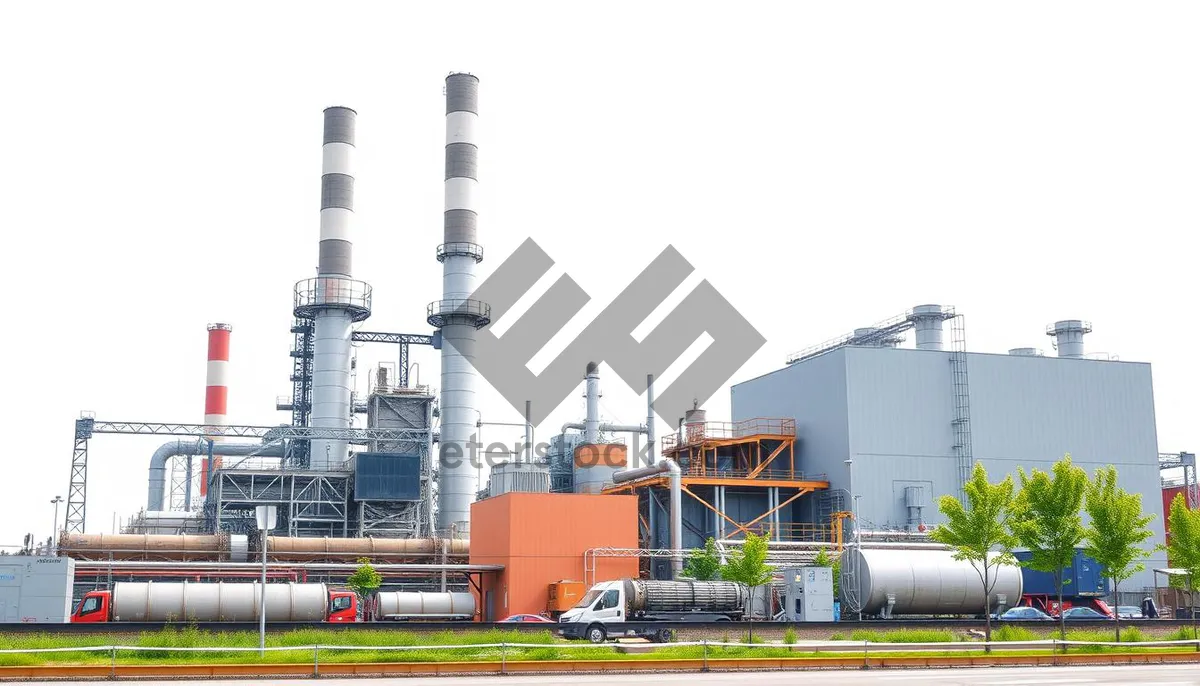 Picture of Industrial Power Plant Cooling Tower Factory Chimney Environmental Pollution