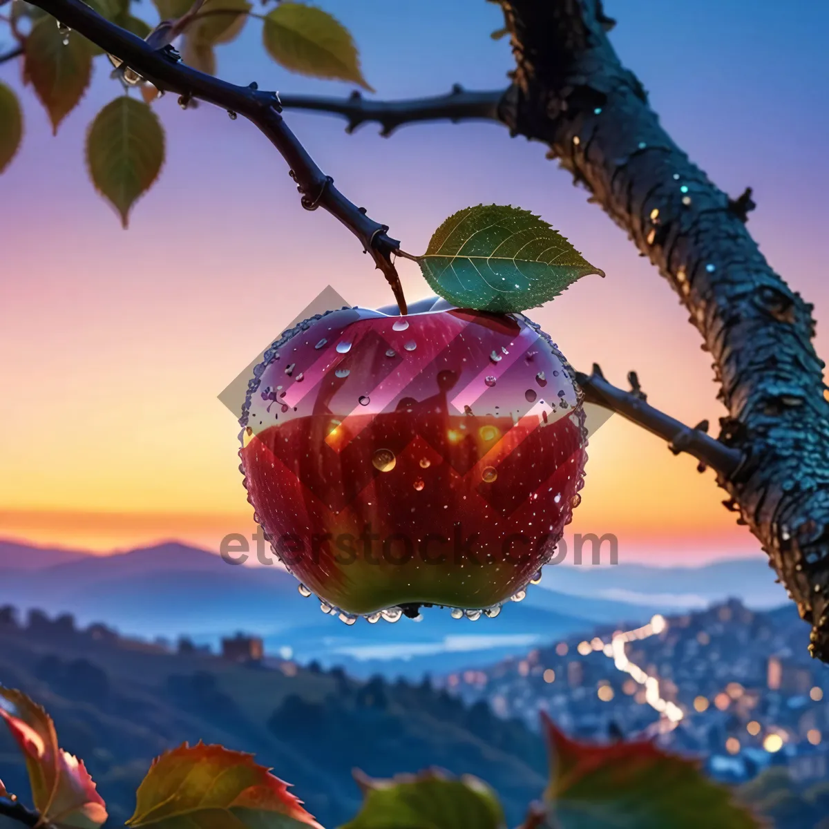 Picture of Healthy Winter Holiday Fruit Decoration: Red Delicious Apple Ornament