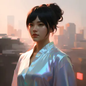 Confident businesswoman smiling in professional attire.