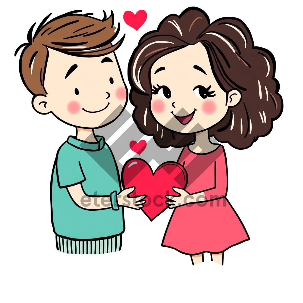 Picture of Cute boy and housewife cartoon clip art.