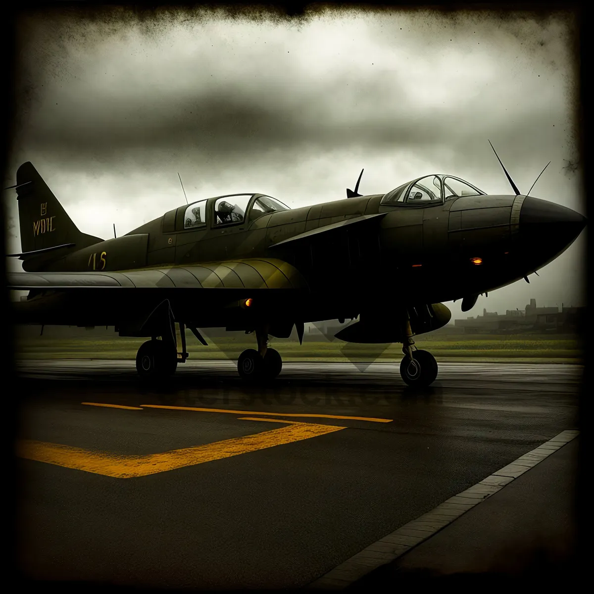 Picture of Warplane in Flight: Military Aircraft Soaring Through the Sky