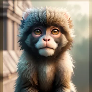Adorable Primate Portrait: Cute Wild Monkey with Furry Face