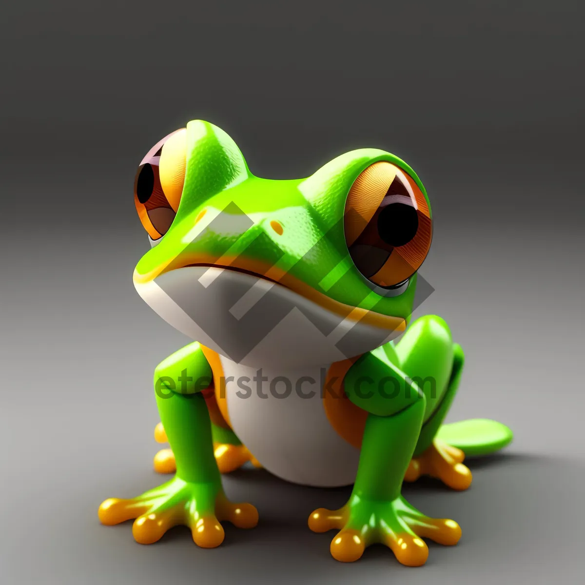 Picture of Cute Cartoon Frog with Big Eyed Expression