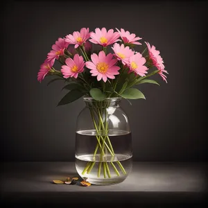 Colorful Floral Bouquet in Pink Vase