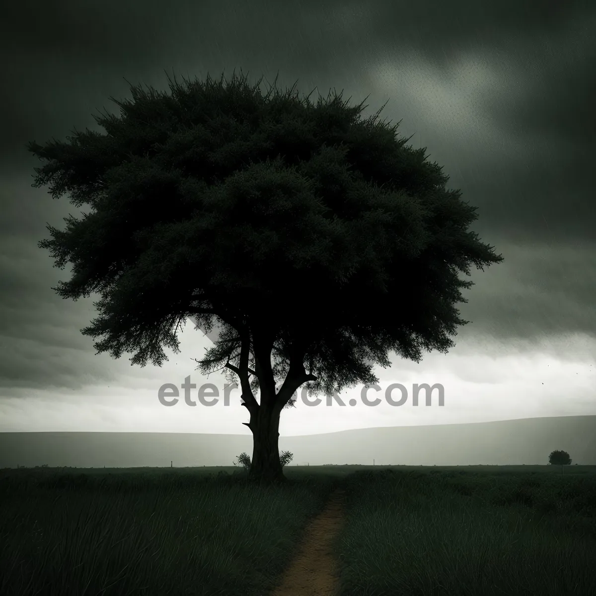 Picture of Sunset Silhouette: Majestic Tree amidst Captivating Landscape