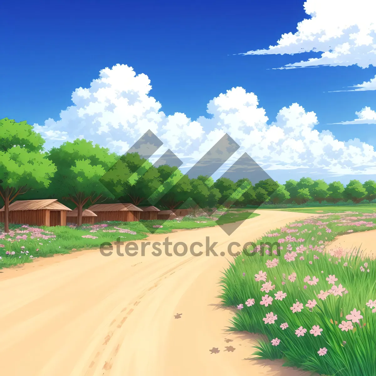Picture of Vibrant Summer Landscape with Rolling Green Hills