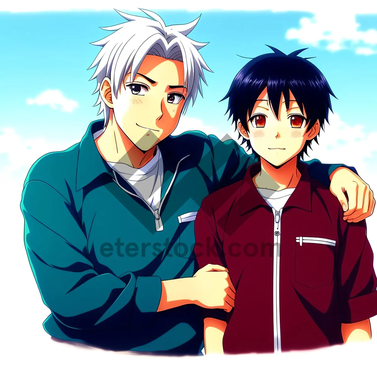 Picture of Brotherly Bond: Male Cartoon Art