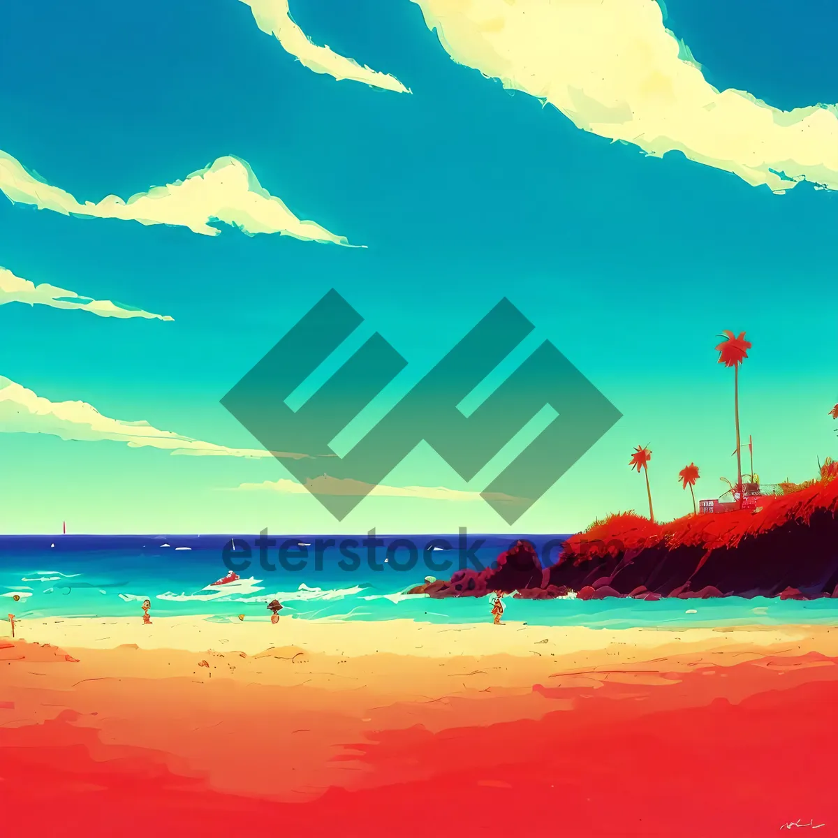 Picture of Golden Horizon: Serene Tropical Sunset Over Beach
