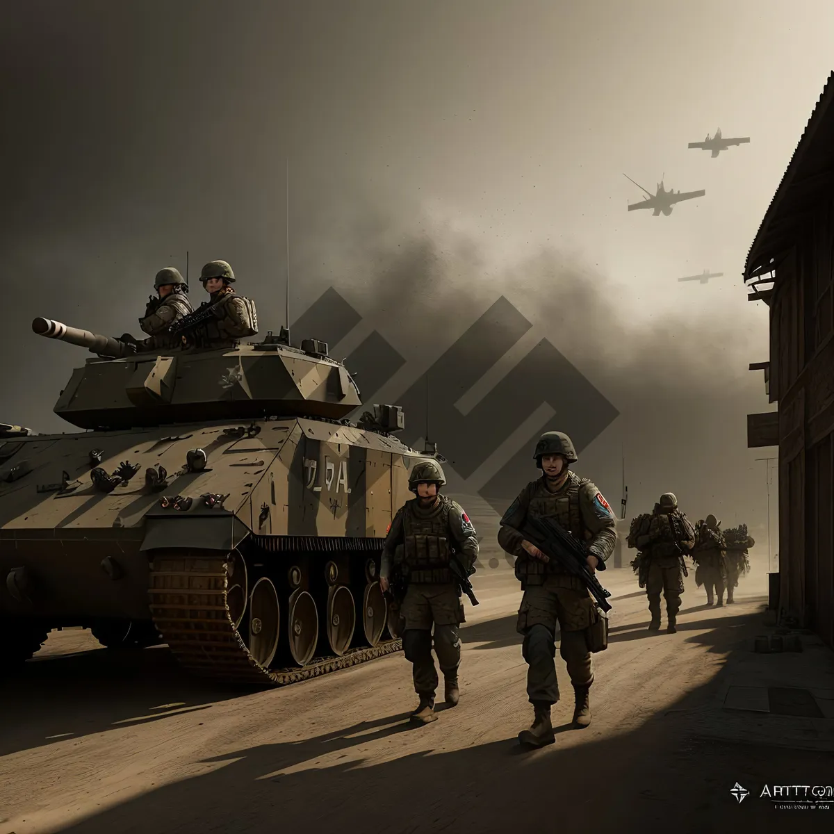 Picture of Vintage Armored Tank on Military Track