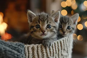 Charming Tabby Kitten with Whiskers and Fluffy Fur